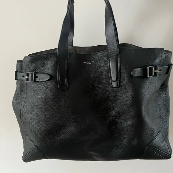 rag & bone Black Leather Bradbury Satchel Tote Bag - Picture 3 of 12